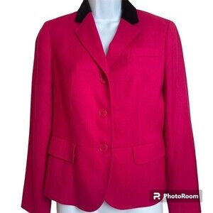 Talbots Pink Blazer w/ Black Velvet Collar/ Wool‎ & Spandex/Lined/ Size 6P